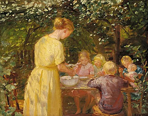 อาหารกลางวันในสวน - Anna Ancher