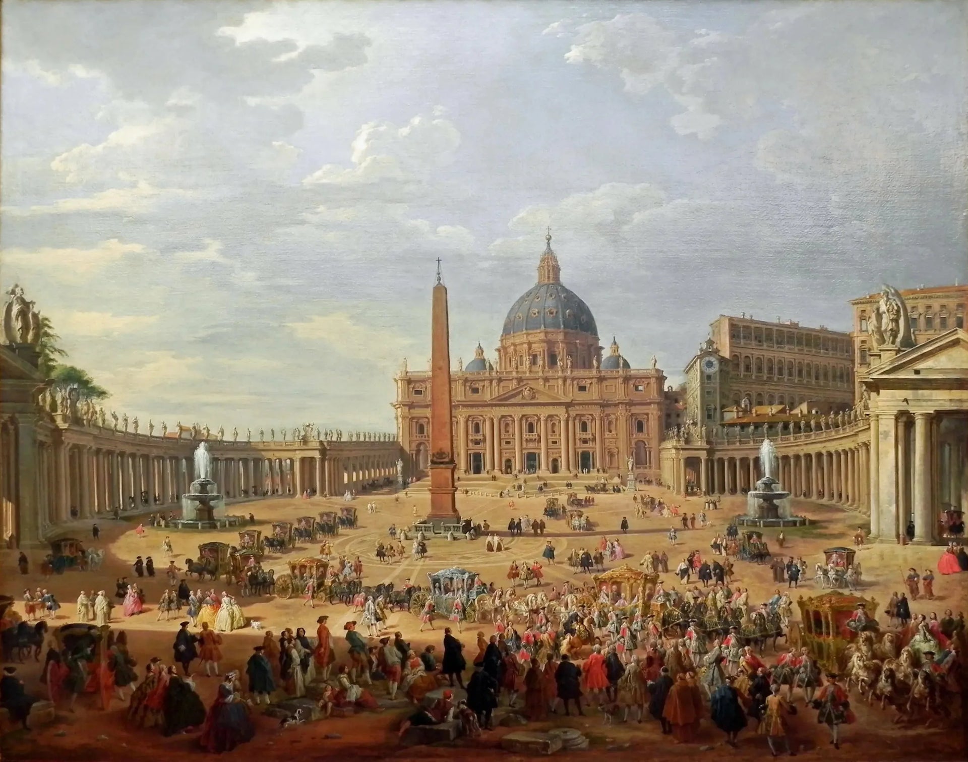 Départ du duc de Choiseul de la Piazza di San Pietro - Giovanni Paolo Panini image 1 copie peinte à la main à l’huile