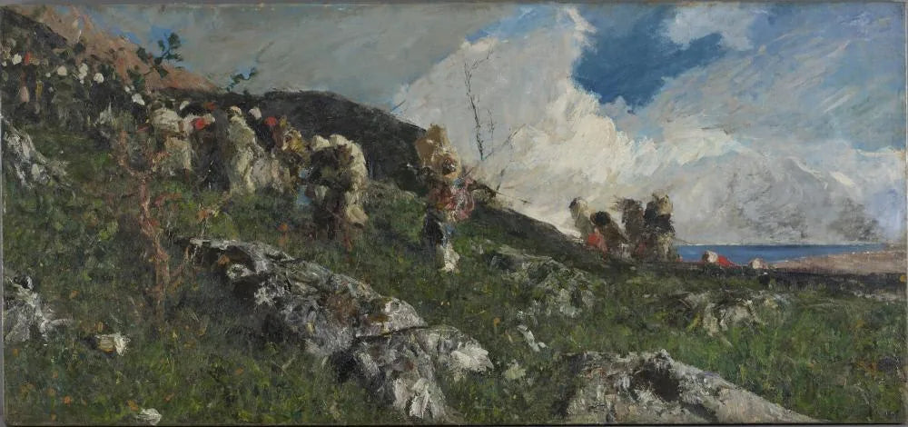 Des Arabes gravissent une colline - Mariano Fortuny Marsal image 1 copie de tableau peinte à la main