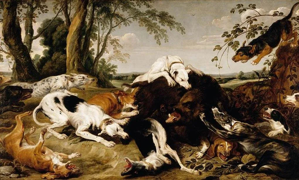Des chiens abattent un sanglier - Frans Snyders image 1 tableau peint à l’huile sur toile