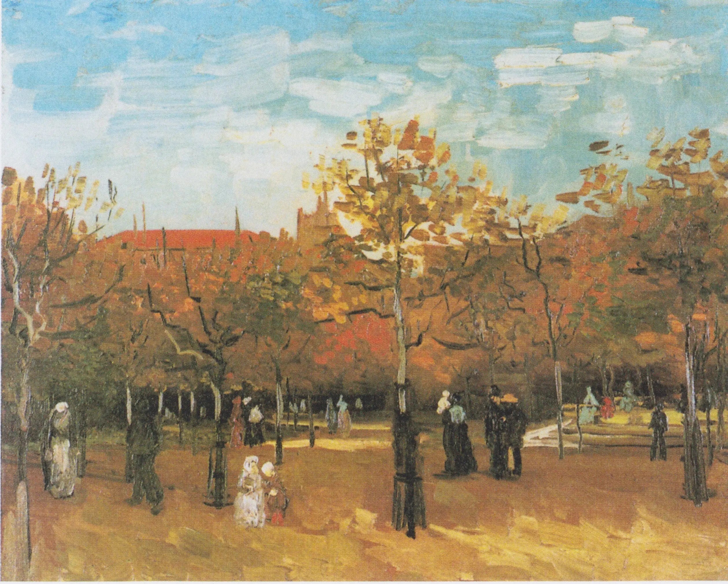 Reproduction du tableau « Des gens marchant dans un parc - Vincent van Gogh » par Alpha Reproduction en peinture à l’huile