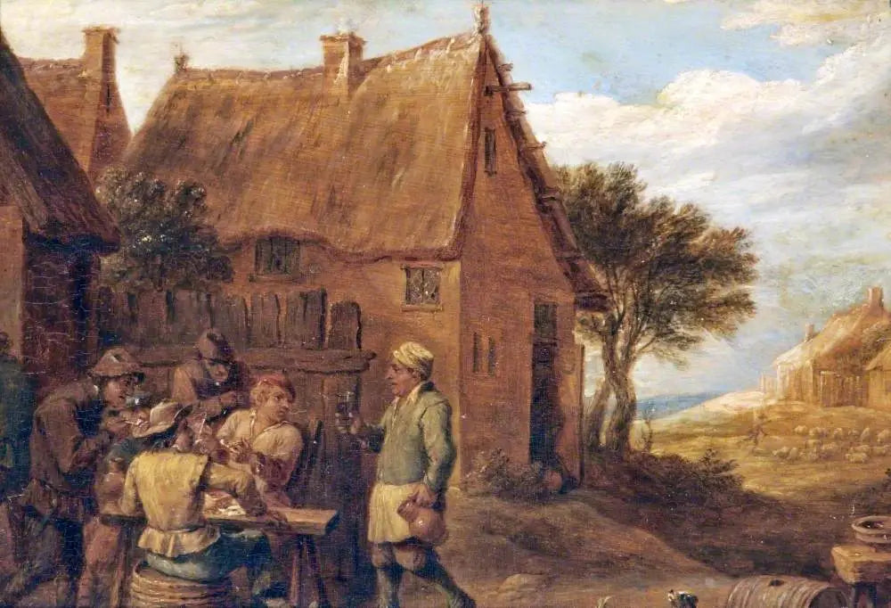 Des rustres devant une taverne - David Teniers le Jeune image 1 copie de tableau peinte à la main