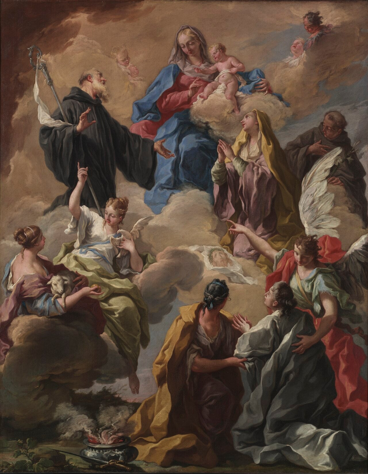 Des saints présentent une femme pieuse à la Vierge et à l’Enfant. - Giovanni Battista Pittoni - Alpha Reproduction