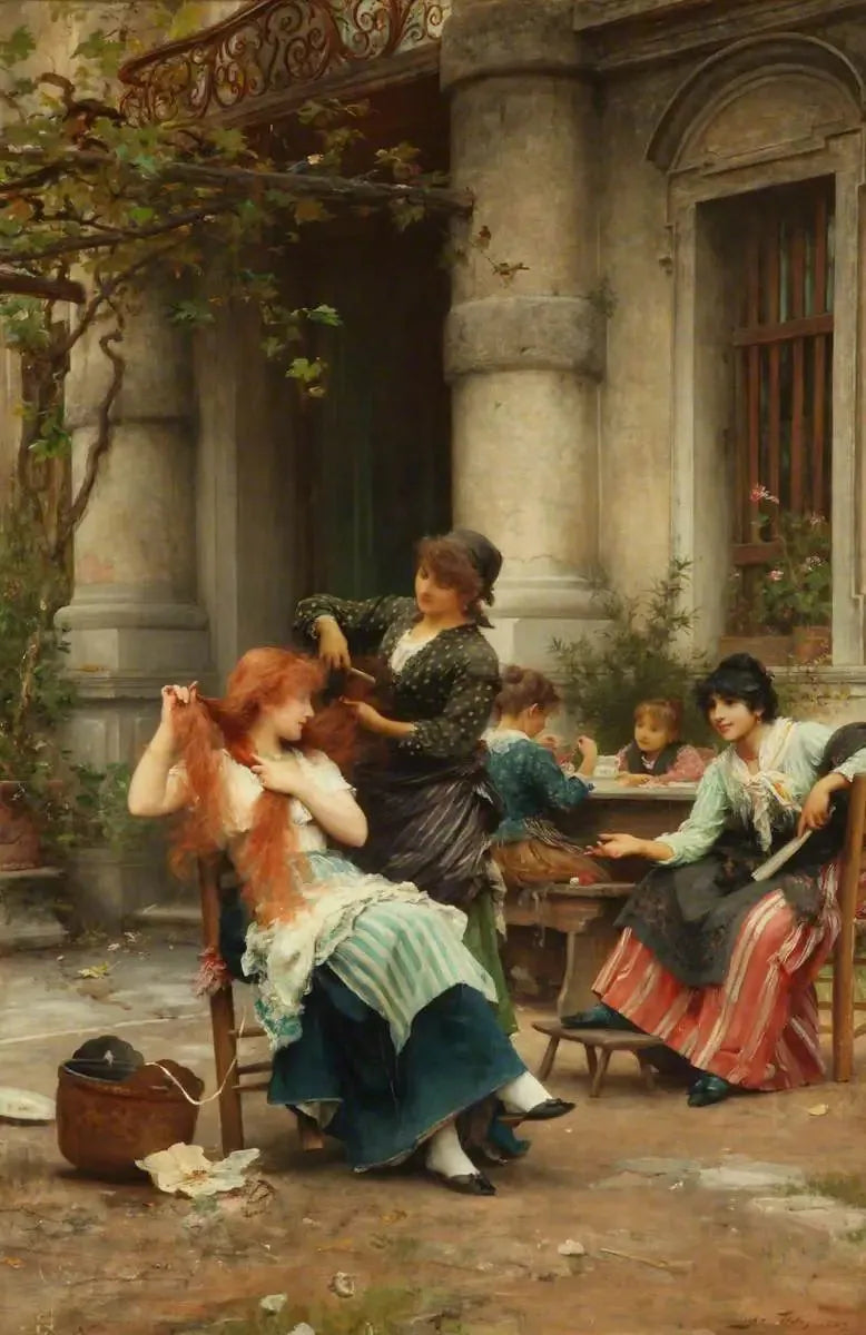Des toilettes en plein air - Luke Fildes image 1 copie de tableau peinte à la main