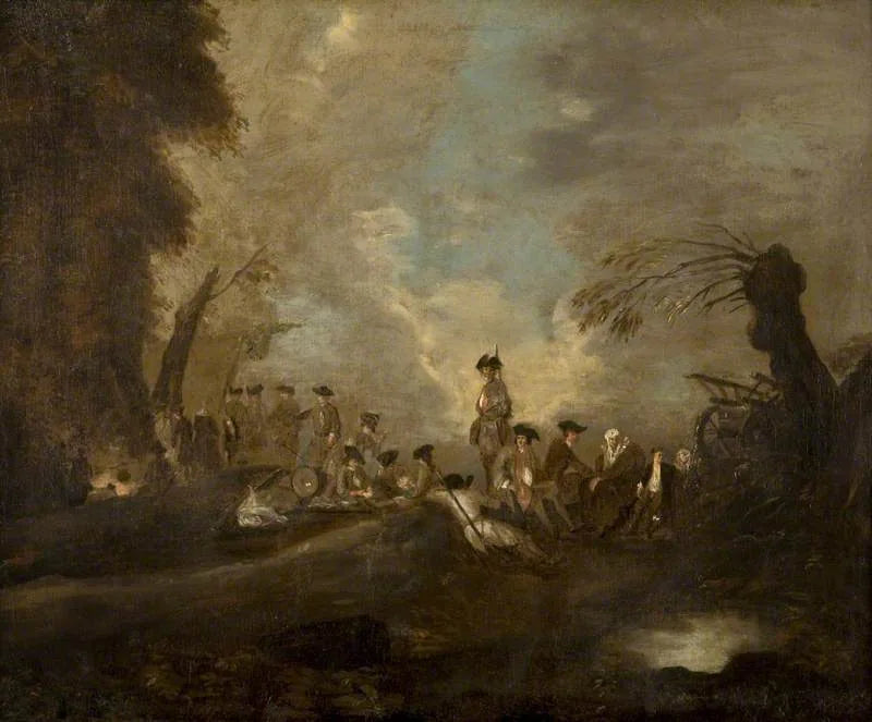 Détachement au repos - Antoine Watteau image 1 tableau peint à l’huile sur toile