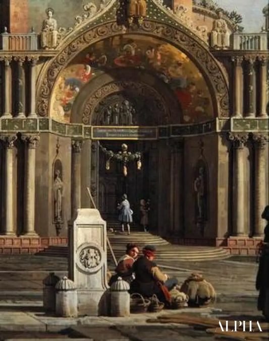 Détail de Capriccio dans une église (huile sur toile) - Giovanni Antonio Canal - Reproductions de tableaux et peintures haut de gamme