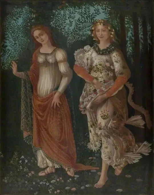 Détail d’après Le Printemps de Botticelli, auteur inconnu, Shipley Art Gallery – reproduction peinture à l’huile sur toile