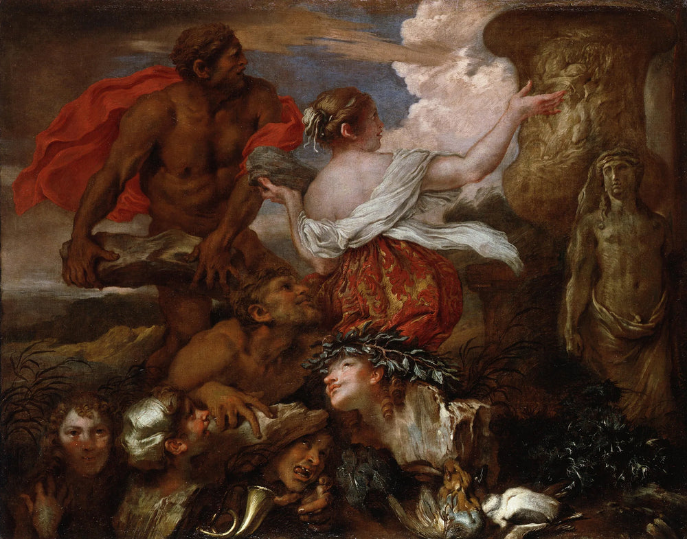 Deukalion et Pyrrha - Giovanni Benedetto Castiglione image 1 tableau peint à l’huile sur toile