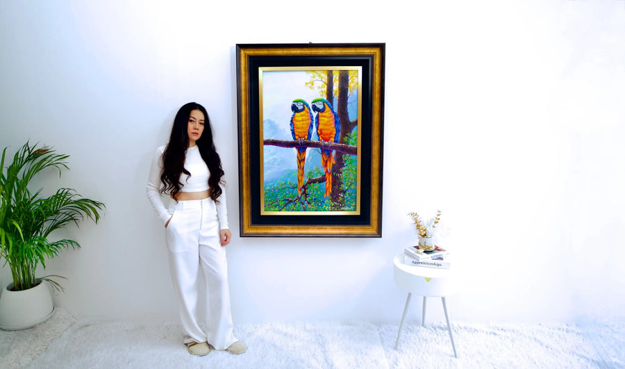 สองอาราสบนกิ่งไม้ | 60x90ซม.