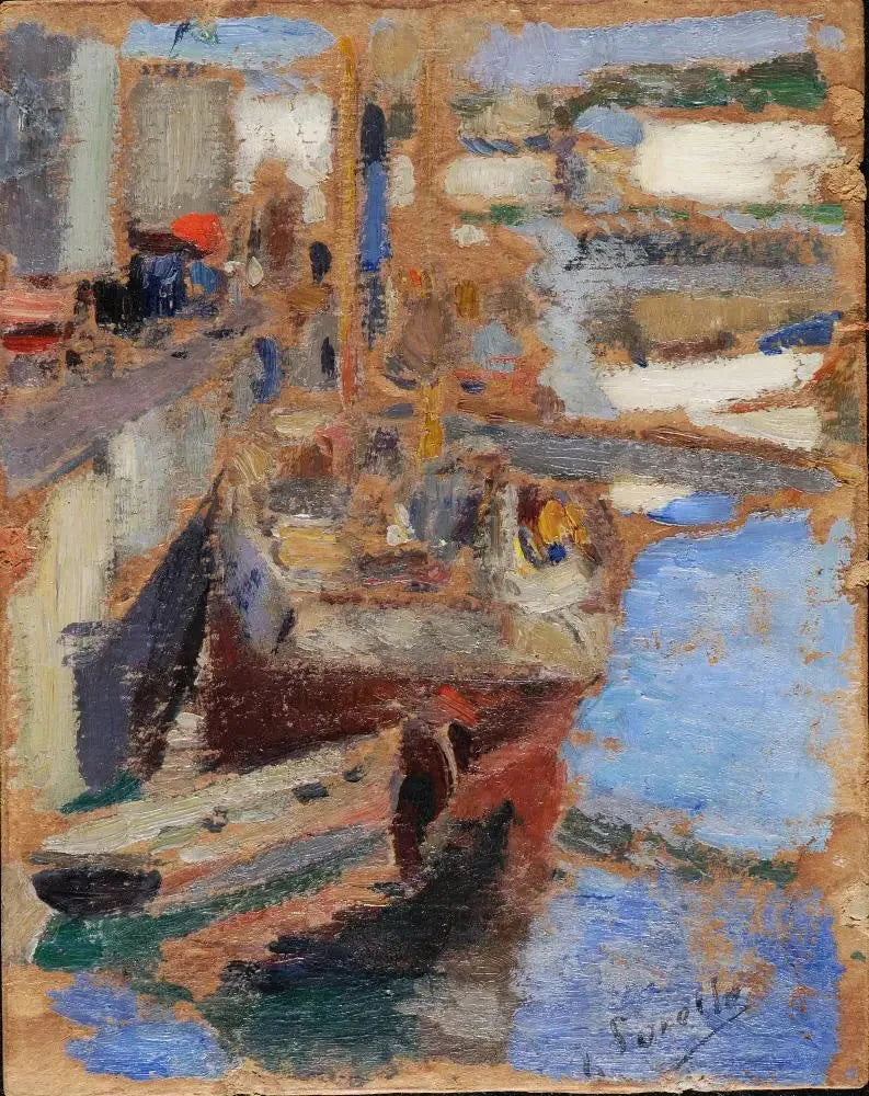 เรือสองลำที่ท่าเรือ - Joaquín Sorolla