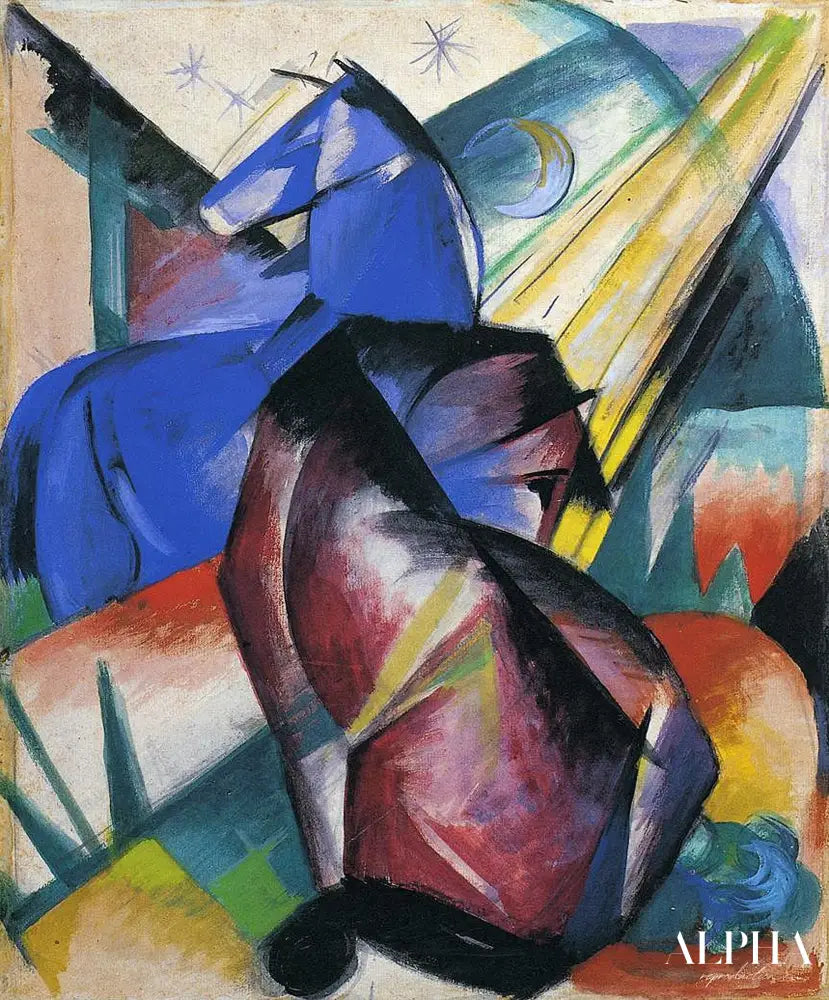 Deux chevaux, rouge et bleu - Franz Marc - Reproductions de tableaux et peintures haut de gamme