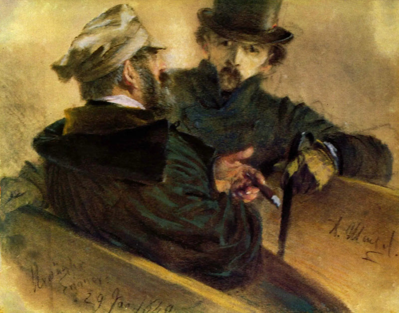 ผู้ลงคะแนนเสียงสองคนกำลังสนทนา - Adolph von Menzel