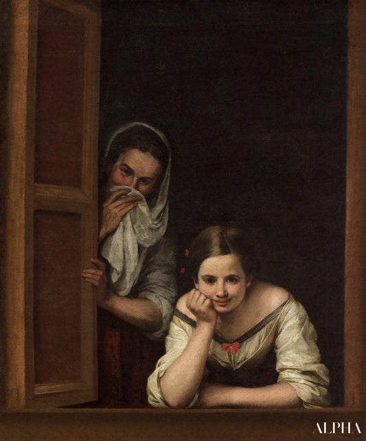 Deux femmes à une fenêtre - Bartolomé Esteban Murillo - Reproductions de tableaux et peintures haut de gamme