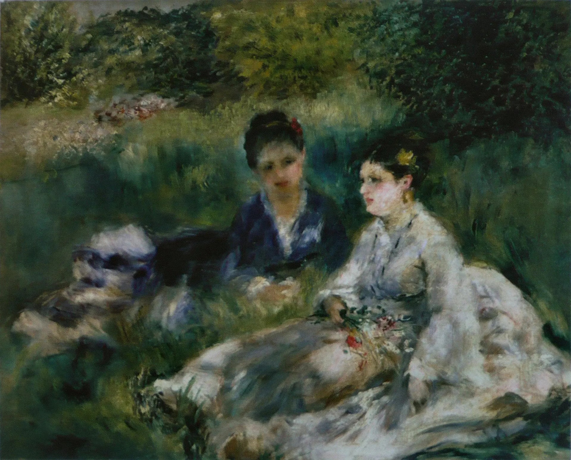 Deux femmes dans l'herbe - Pierre-Auguste Renoir image 1 reproduction artisanale de tableau