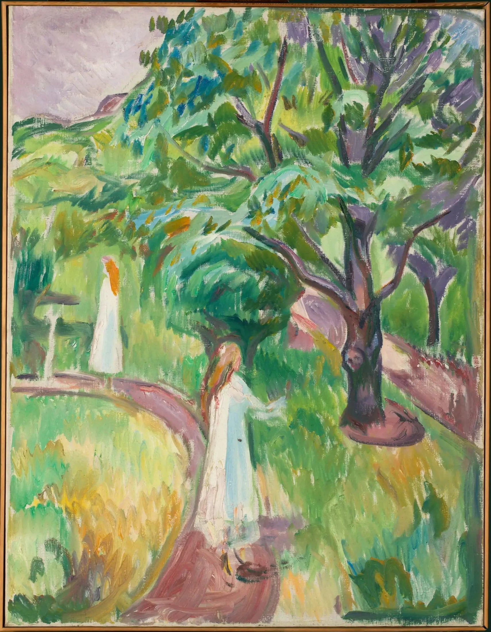 Deux Femmes en robes blanches au jardin - Edvard Munch image 1 copie peinte à la main à l’huile