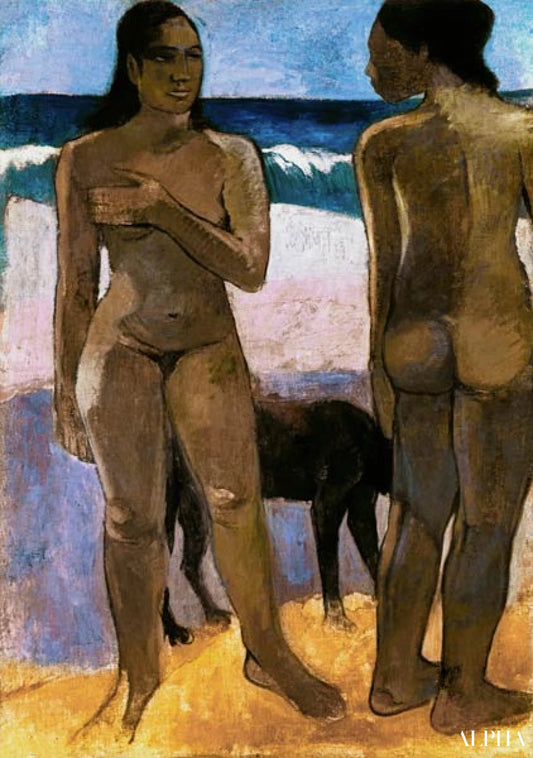 Deux femmes tahitiennes sur la plage - Paul Gauguin - Reproductions de tableaux et peintures haut de gamme