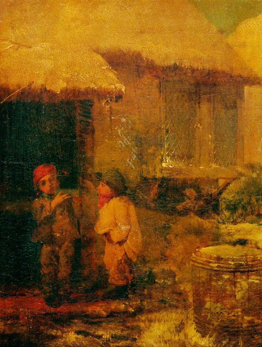 Deux garçons avec une cage à oiseaux - Briton Rivière image 1 copie peinte à la main à l’huile