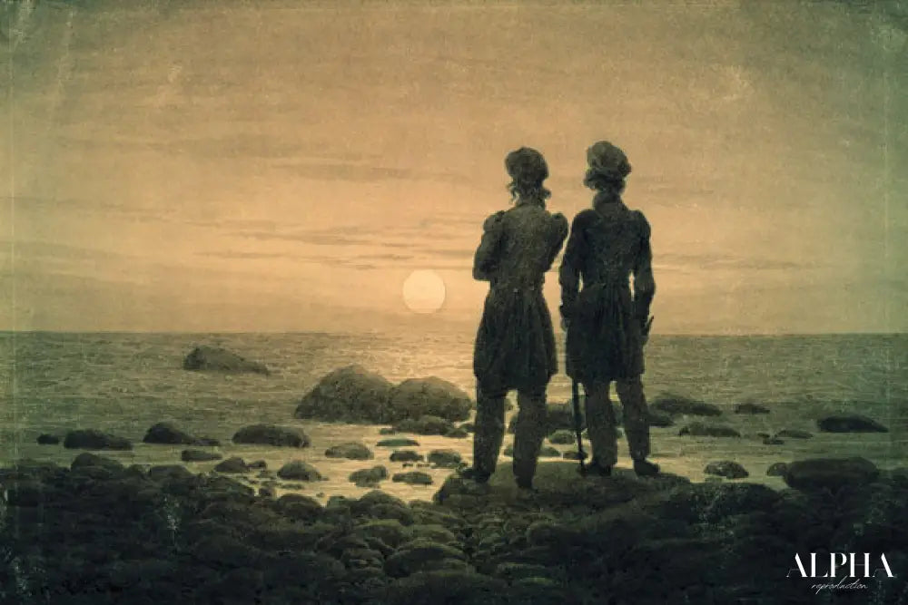 Deux hommes pour crépuscule à la mer - Caspar David Friedrich - Reproductions de tableaux et peintures haut de gamme