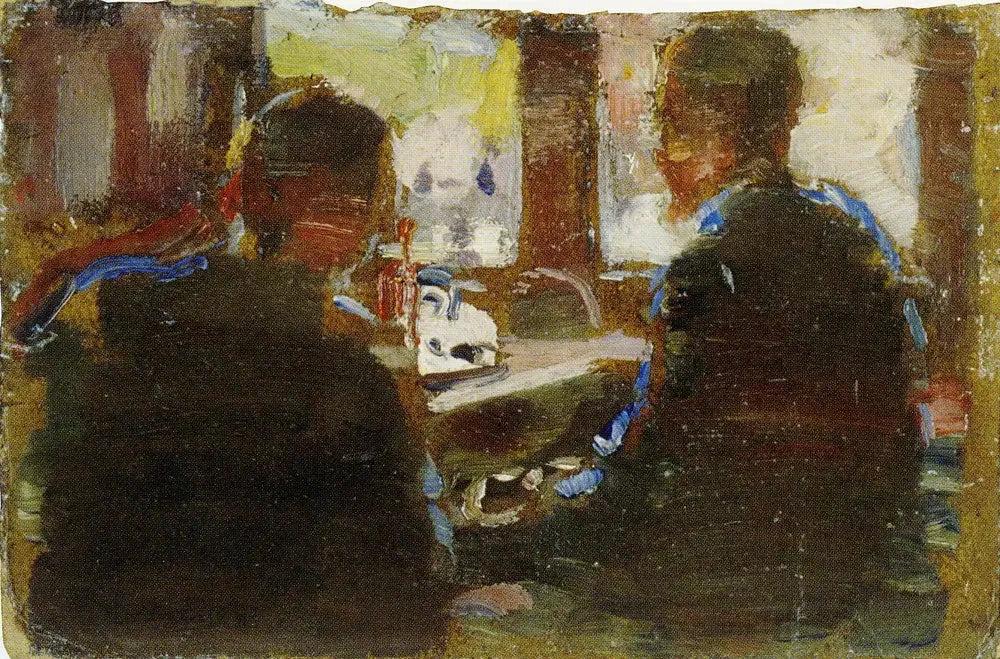 Deux Hommes près de la fenêtre - Edvard Munch image 1 copie peinte à la main à l’huile
