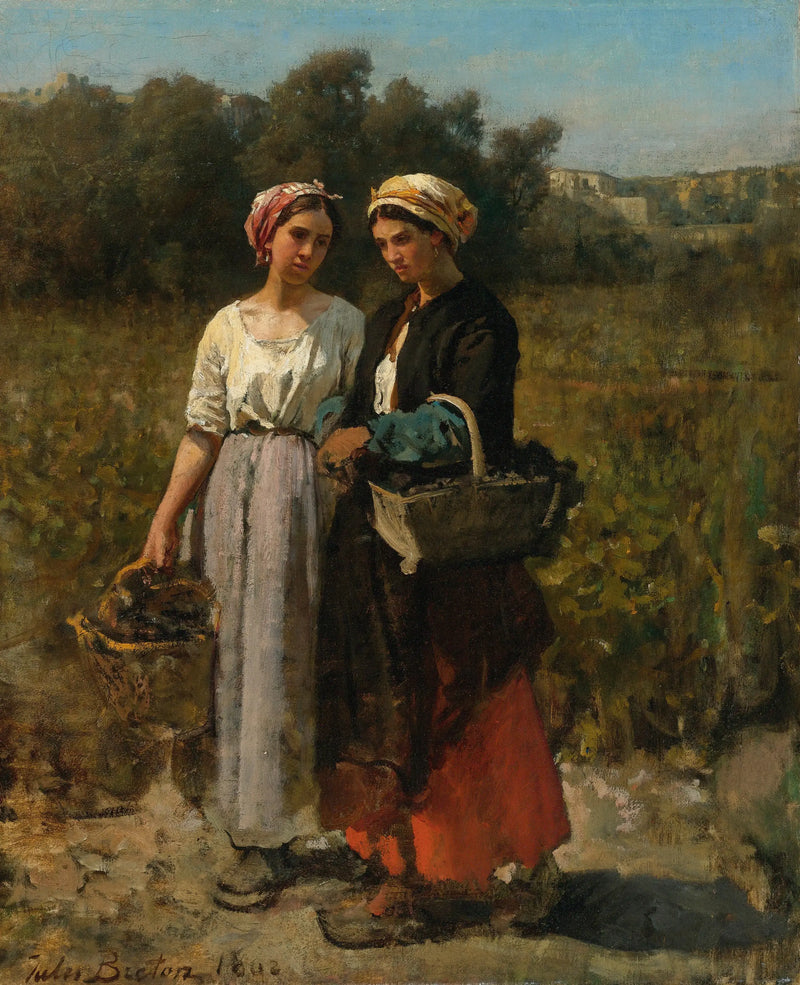 ผู้หญิงสาวสองคนในสไตล์วินเทจ - Jules Breton