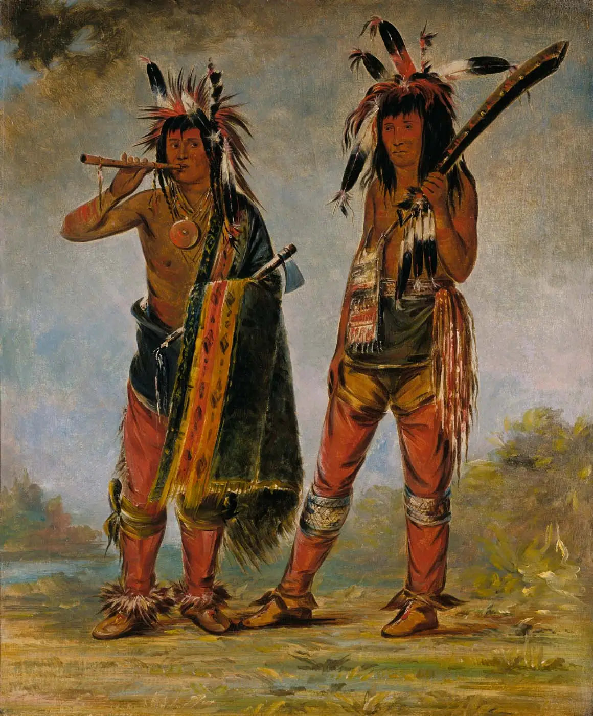 Deux jeunes hommes - George Catlin image 1 copie de tableau peinte à la main