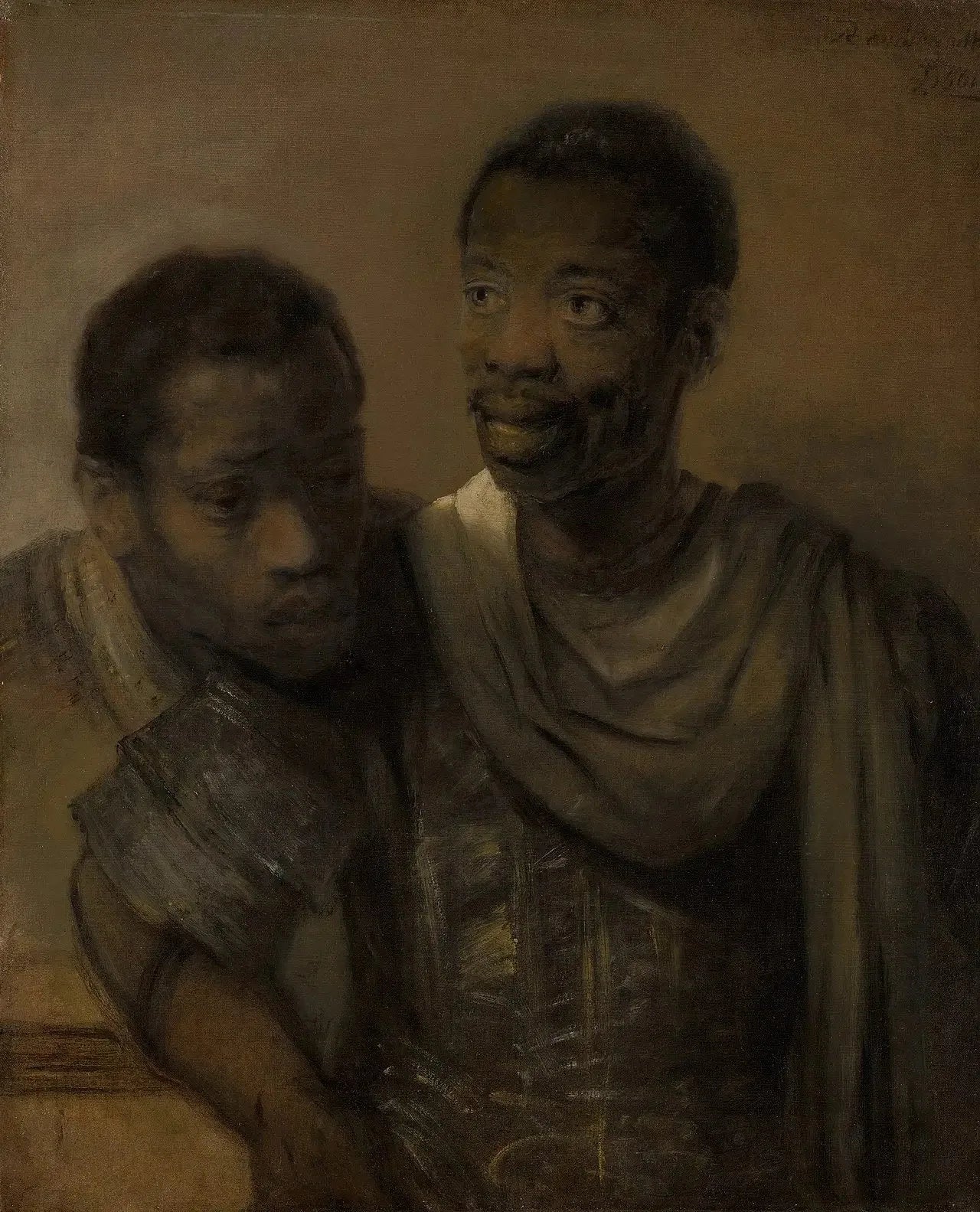 Deux noirs - Rembrandt image 1 copie de tableau peinte à la main
