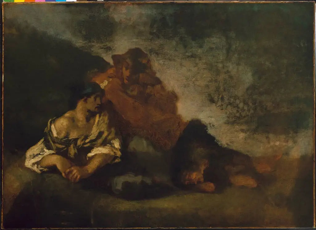 Deux personnages allongés - Jean-François Millet image 1 copie peinte à la main à l’huile