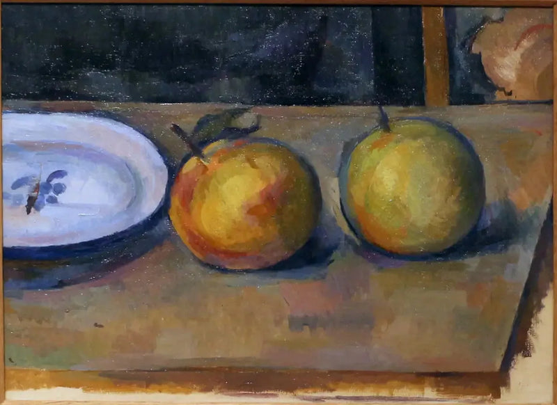 แอปเปิ้ลสองลูกบนโต๊ะ - Paul Cézanne