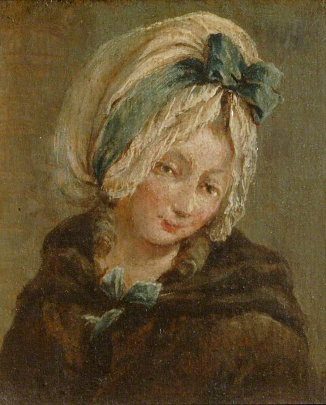 Deux tableaux : une tête de garçon et une tête de fille (diptyque, panneau de droite) - Francesco Guardi image 1 reproduction de peinture à l’huile