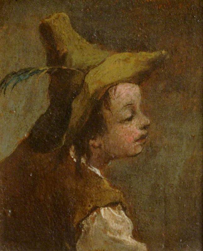 Deux tableaux: une tête de garçon et une tête de fille (diptyque panneau de gauche) - Francesco Guardi - Alpha