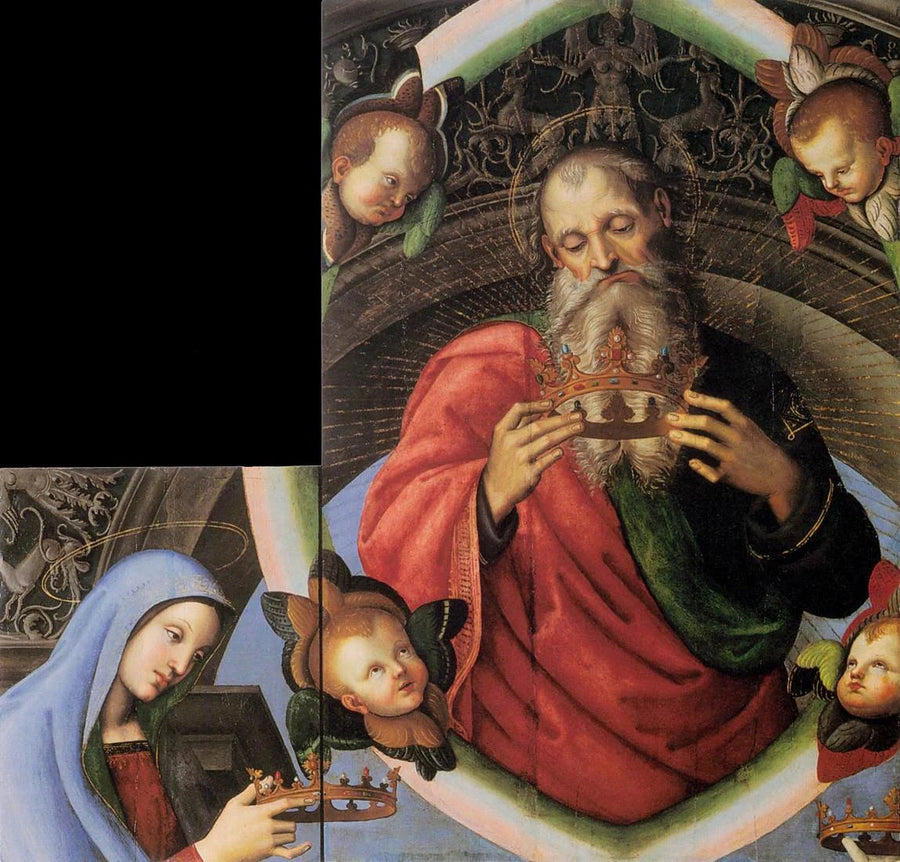 Dieu le Père et la Vierge, fragments du retable Baronci de Raphaël – reproduction peinture à l’huile sur toile