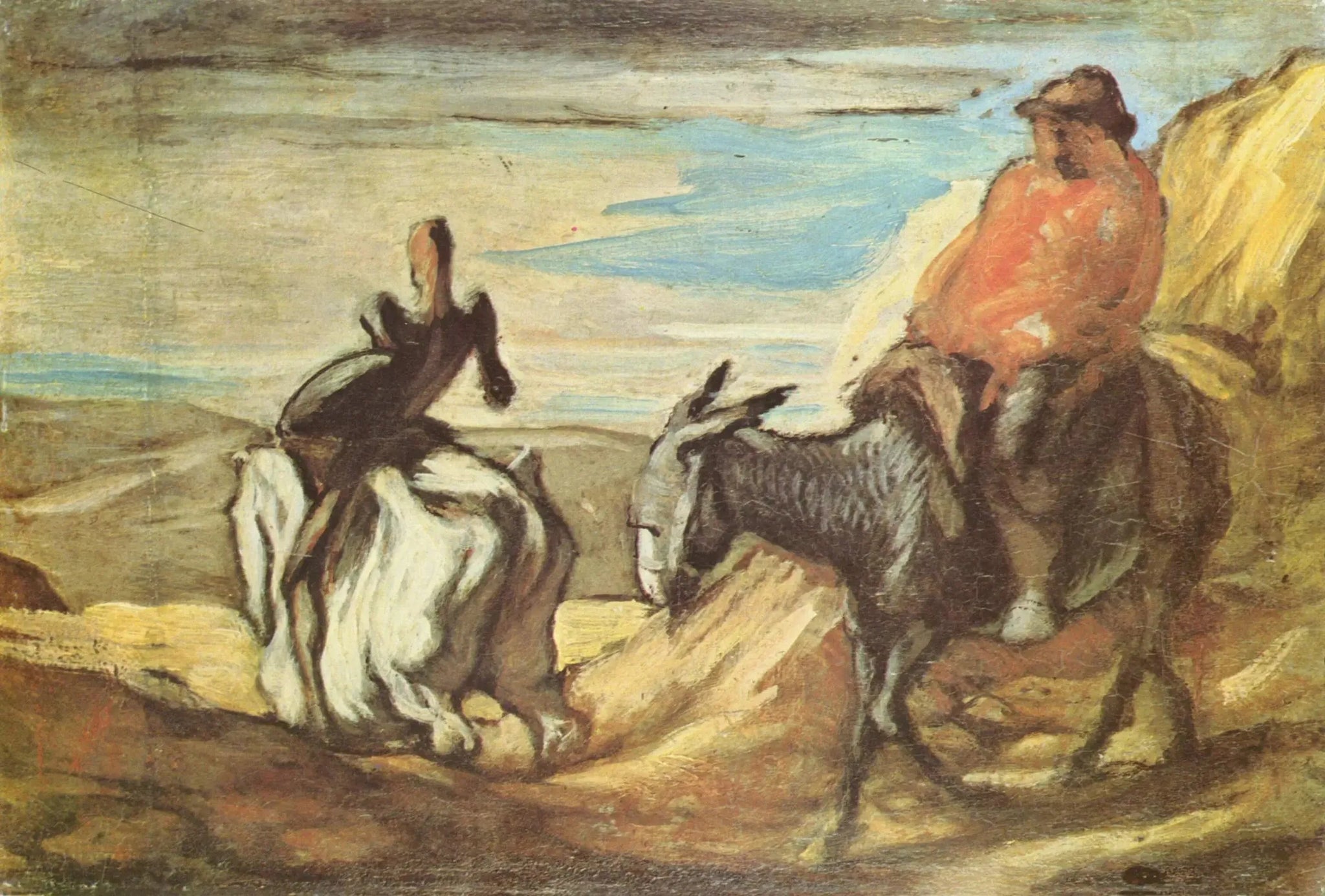 Don Quichotte et Sancho Panca dans les montagnes - Honoré Daumier image 1 copie de tableau peinte à la main