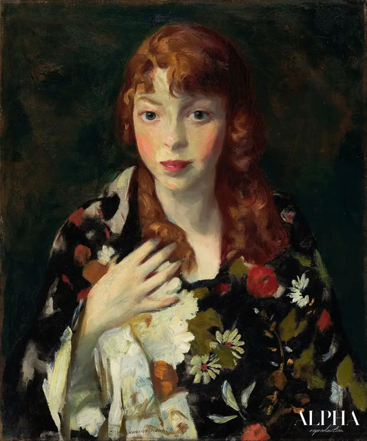 Edna Smith dans un emballage japonais - Robert Henri - Reproductions de tableaux et peintures haut de gamme