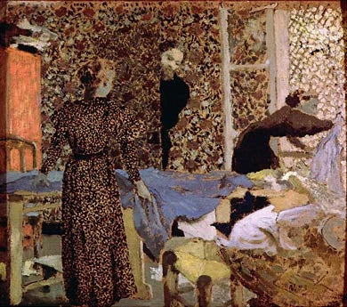 Intérieur à la table à ouvrage, peinture de Édouard Vuillard