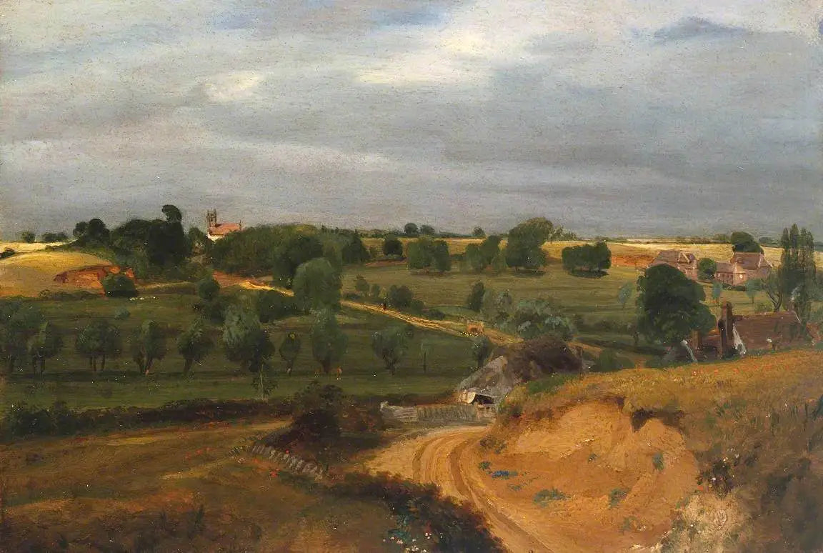 Église et village de Brightwell - John Constable image 1 copie de tableau peinte à la main