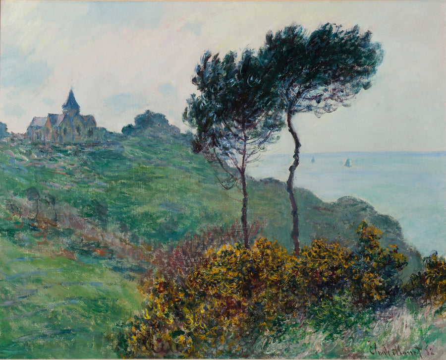 โบสถ์ Varengeville สภาพอากาศสีเทา W725 - Claude Monet