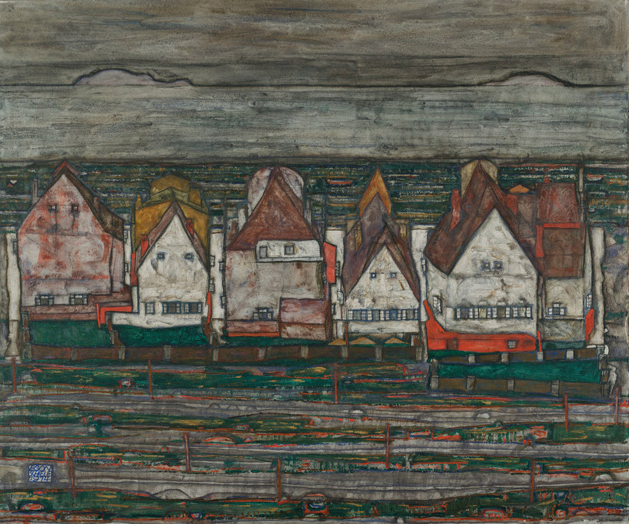 Maisons au bord de la mer (Rangée de maisons, 1914) - Egon Schiele