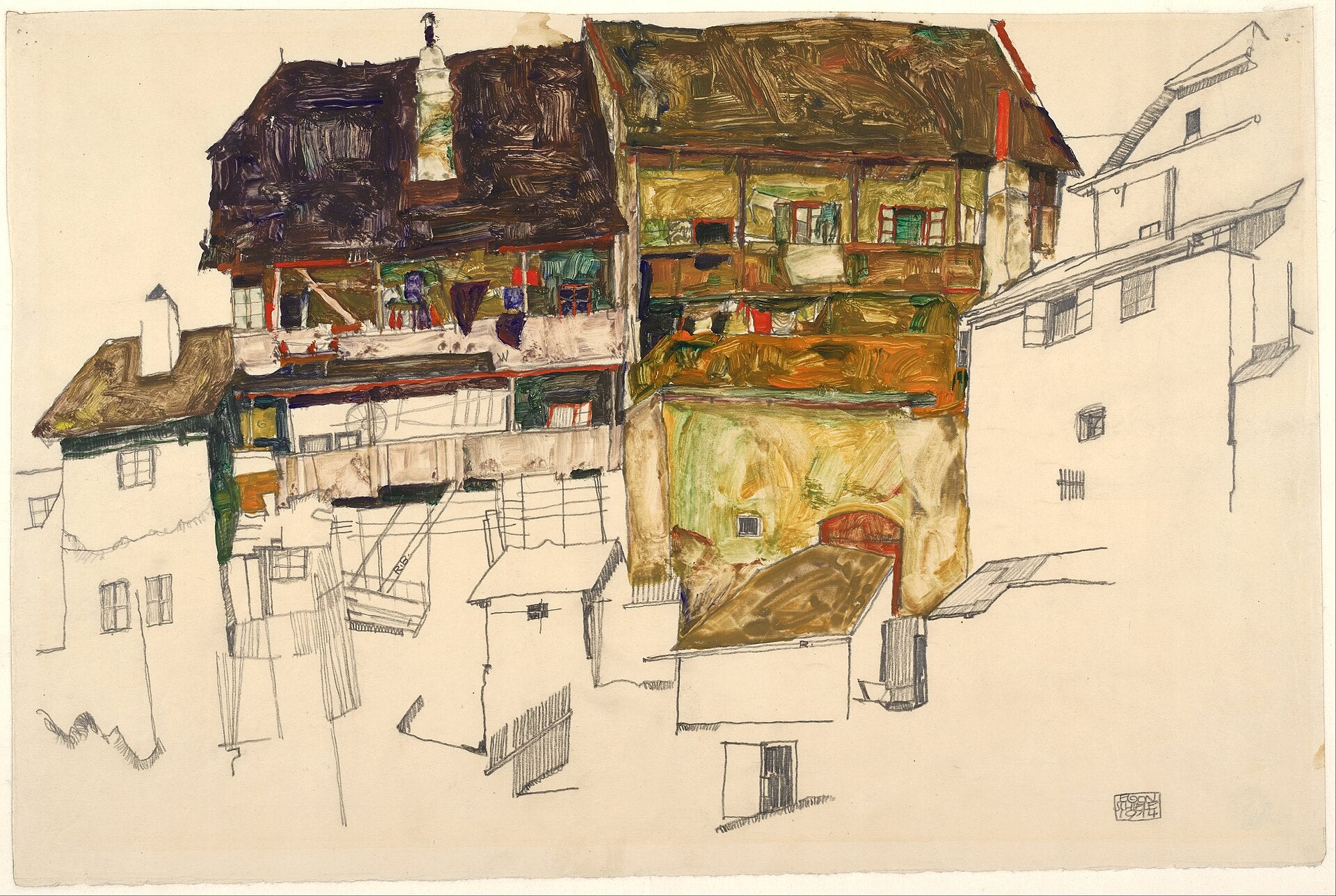 Vieilles maisons à Krumau - Egon Schiele