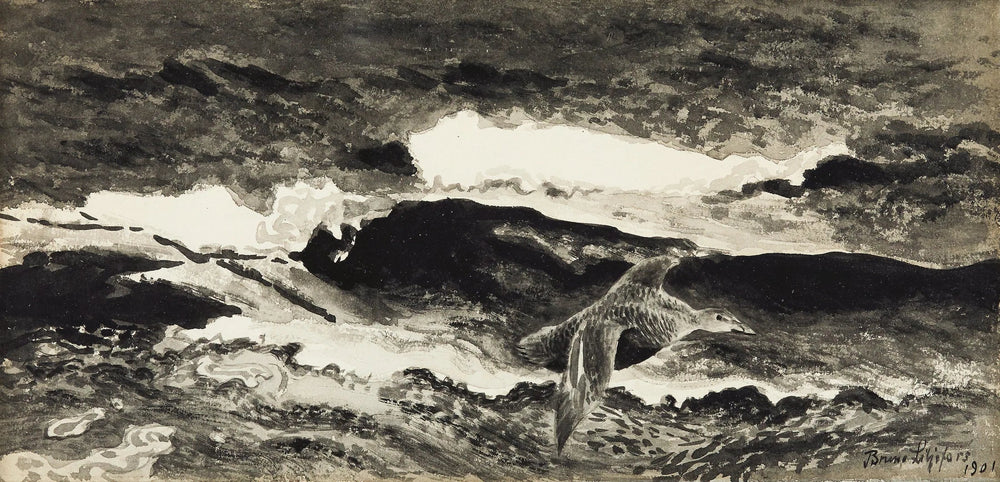 eider femelle s'étirant - Bruno Liljefors image 1 copie de tableau peinte à la main