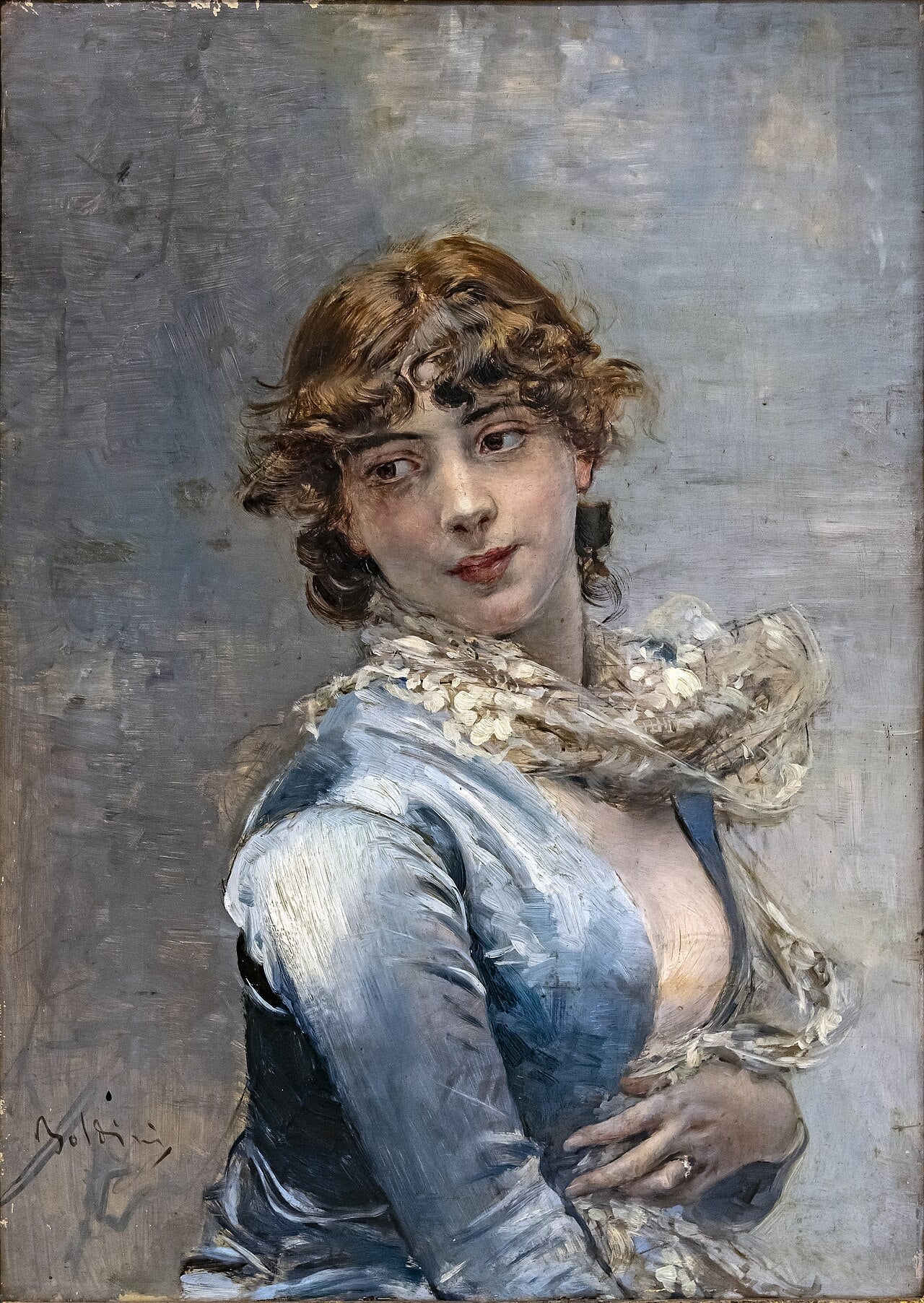Élégante à la robe bleue - Giovanni Boldini - Alpha Reproduction
