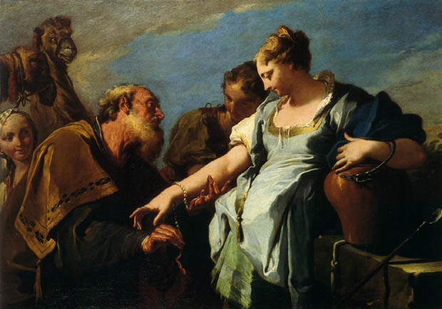Éliézer et Rebecca - Giovanni Battista Pittoni image 1 copie peinte à la main à l’huile