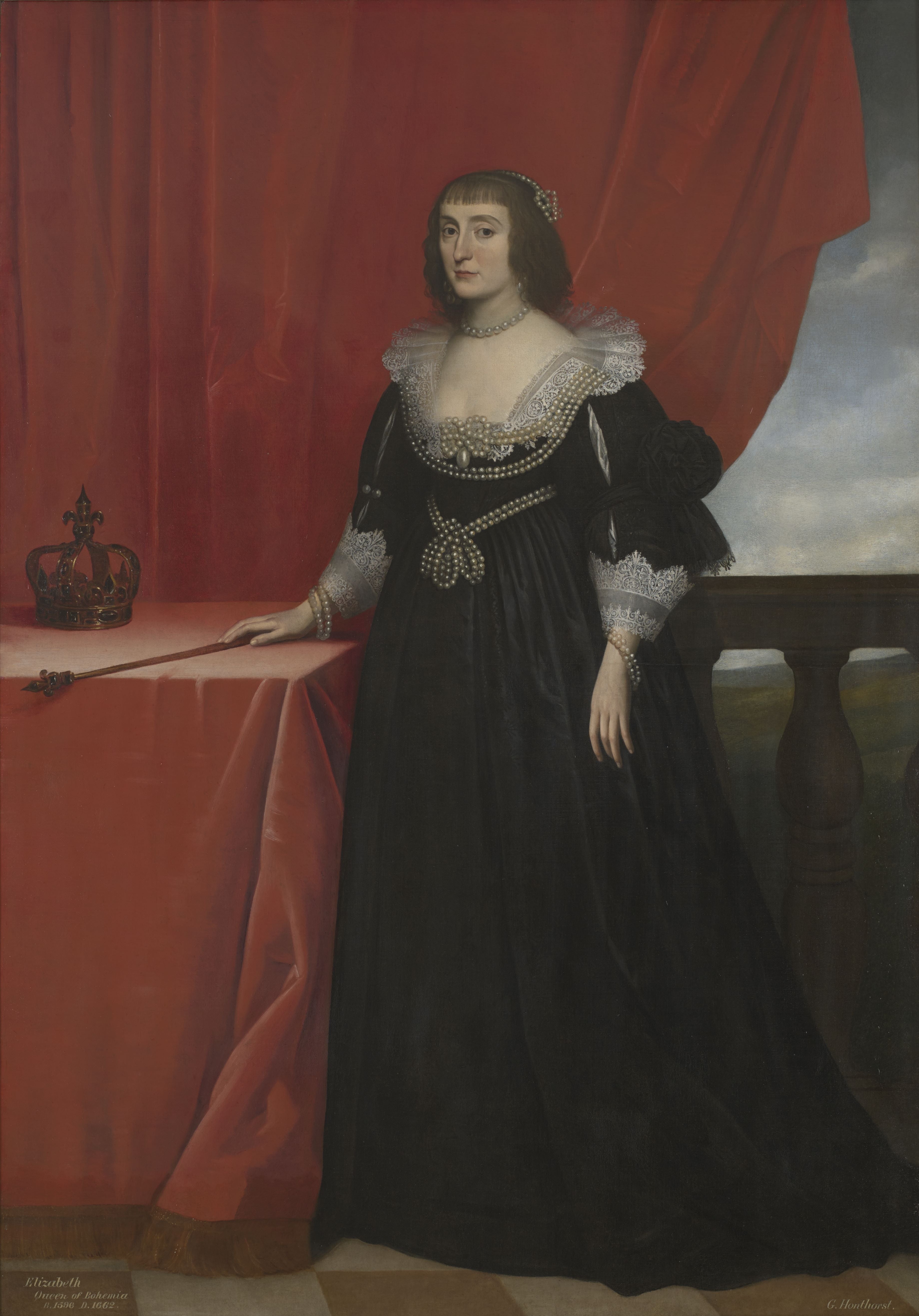 Élisabeth, reine de Bohême (1596–1662), la « reine de l'hiver » - Gerrit van Honthorst image 1 copie de tableau peinte à la main