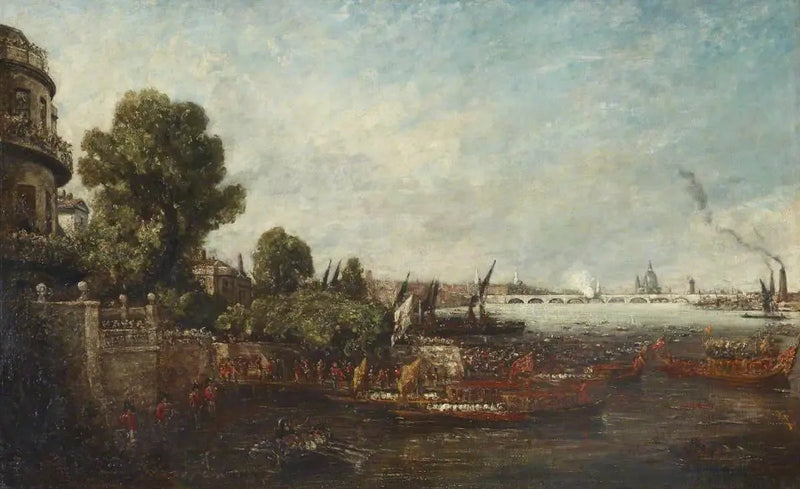 การขึ้นเรือของจอร์จที่ 4 จากไวท์ฮอลล์ : การเปิดสะพานวอเตอร์ลู, 1817 - จอห์น คอนสเทเบิล