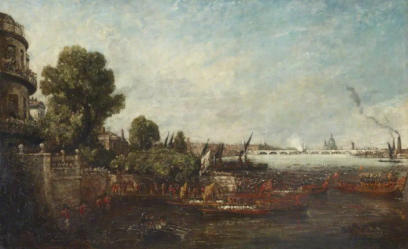 การขึ้นเรือของจอร์จที่ 4 จากไวท์ฮอลล์ : การเปิดสะพานวอเตอร์ลู, 1817 - จอห์น คอนสเทเบิล