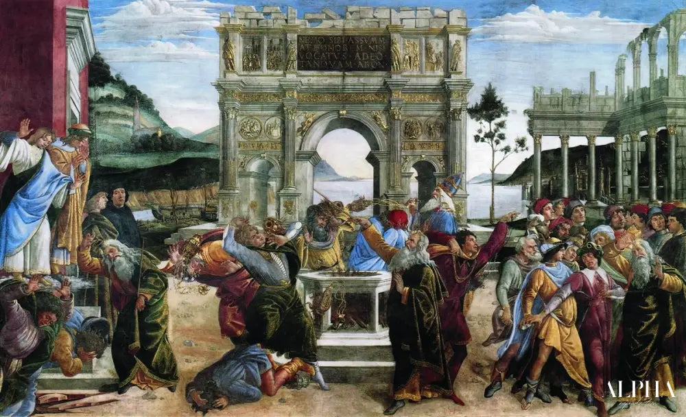 Émeute contre la loi de Moïse - Sandro Botticelli - Reproductions de tableaux et peintures haut de gamme