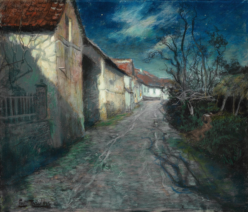 En gate i måneskinn - Frits Thaulow