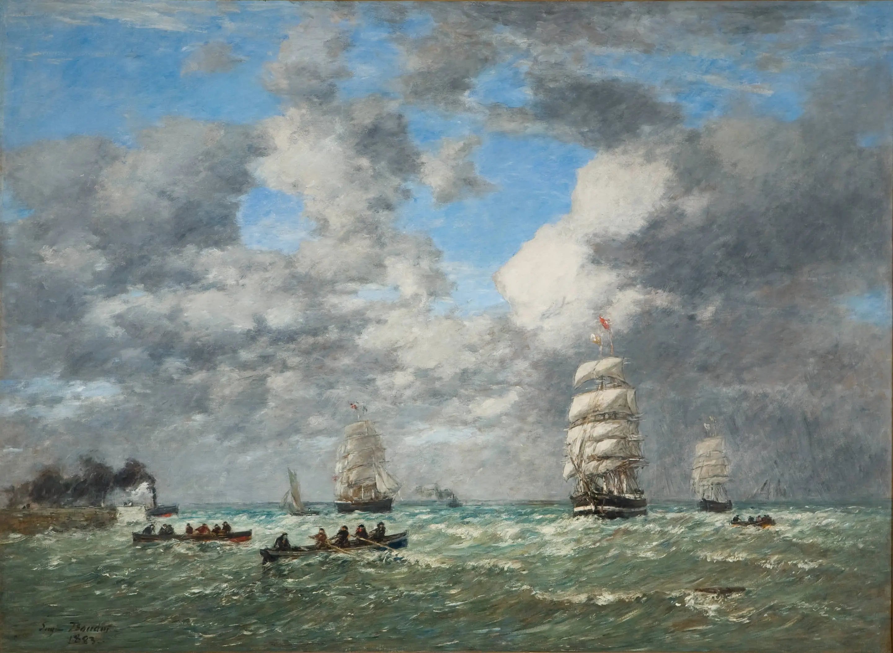 En quittant le port du Havre - Eugène Boudin image 1 tableau peint à l’huile sur toile