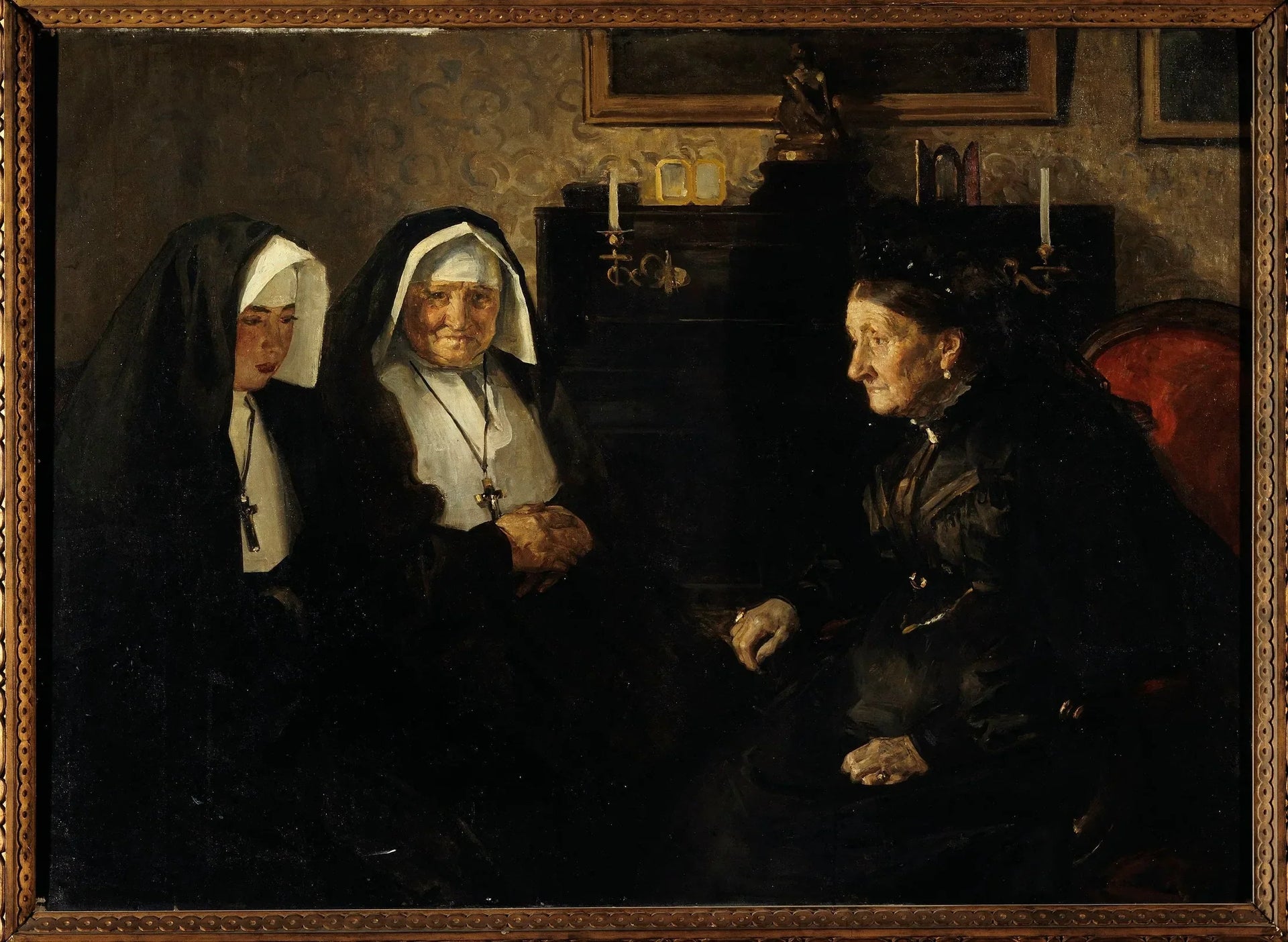 En visite, sœurs quêteuses - Lucien Simon image 1 reproduction d’œuvre d’art à l’huile