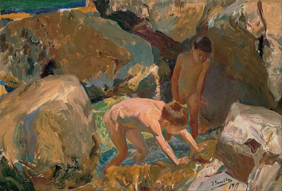 เด็กๆ ที่กำลังค้นหาเปลือกหอย - Joaquín Sorolla