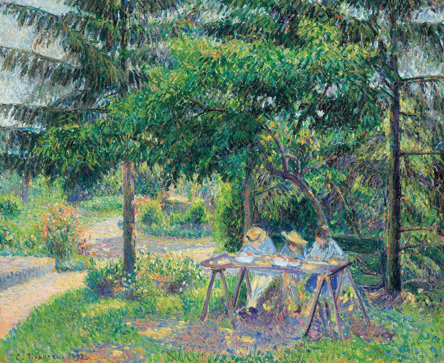 เด็กๆ นั่งอยู่ที่โต๊ะในสวน, Éragny - Camille Pissarro